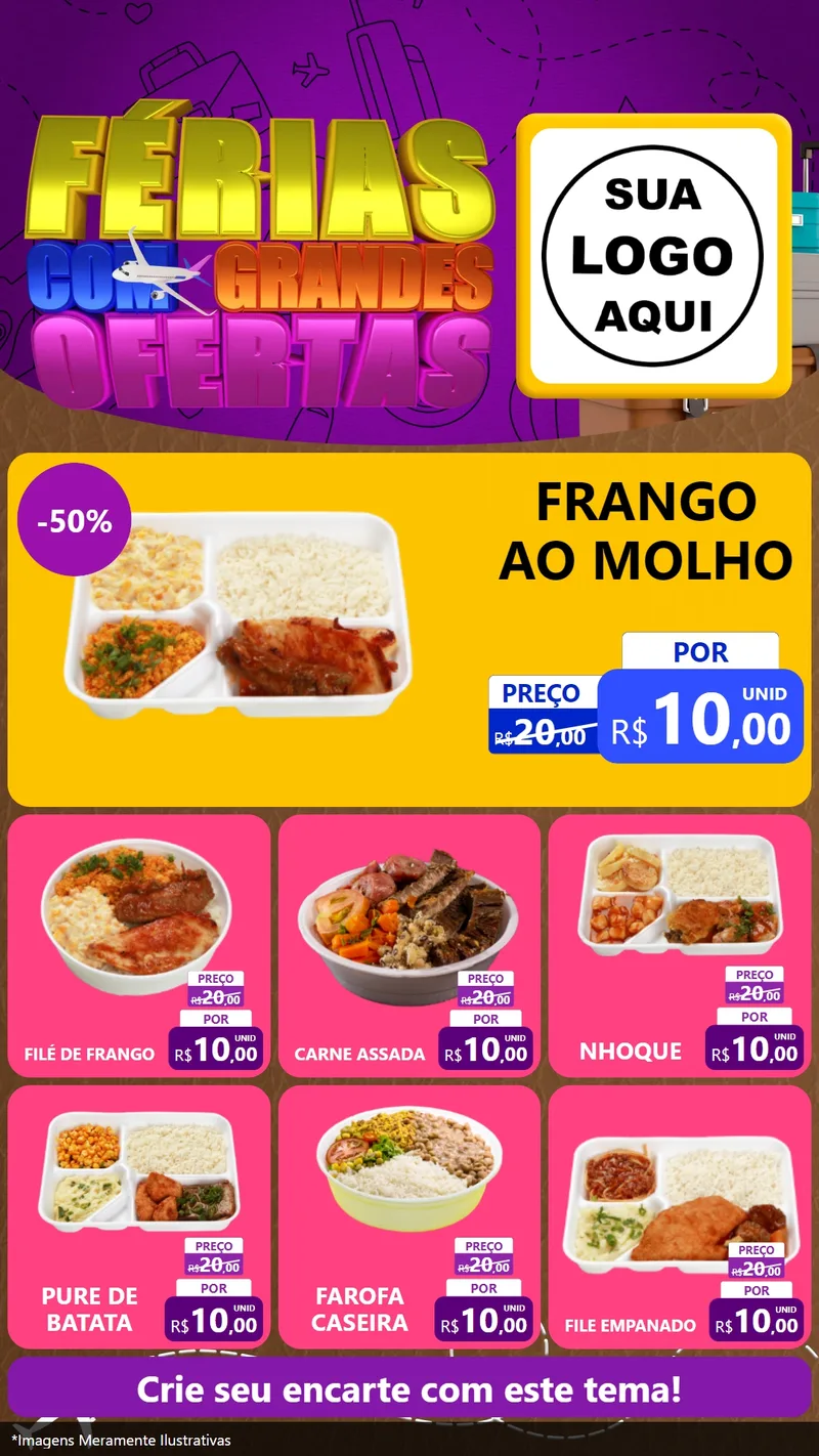Modelo de Rede Social para Stories com o tema Férias com Grandes Ofertas para Restaurante