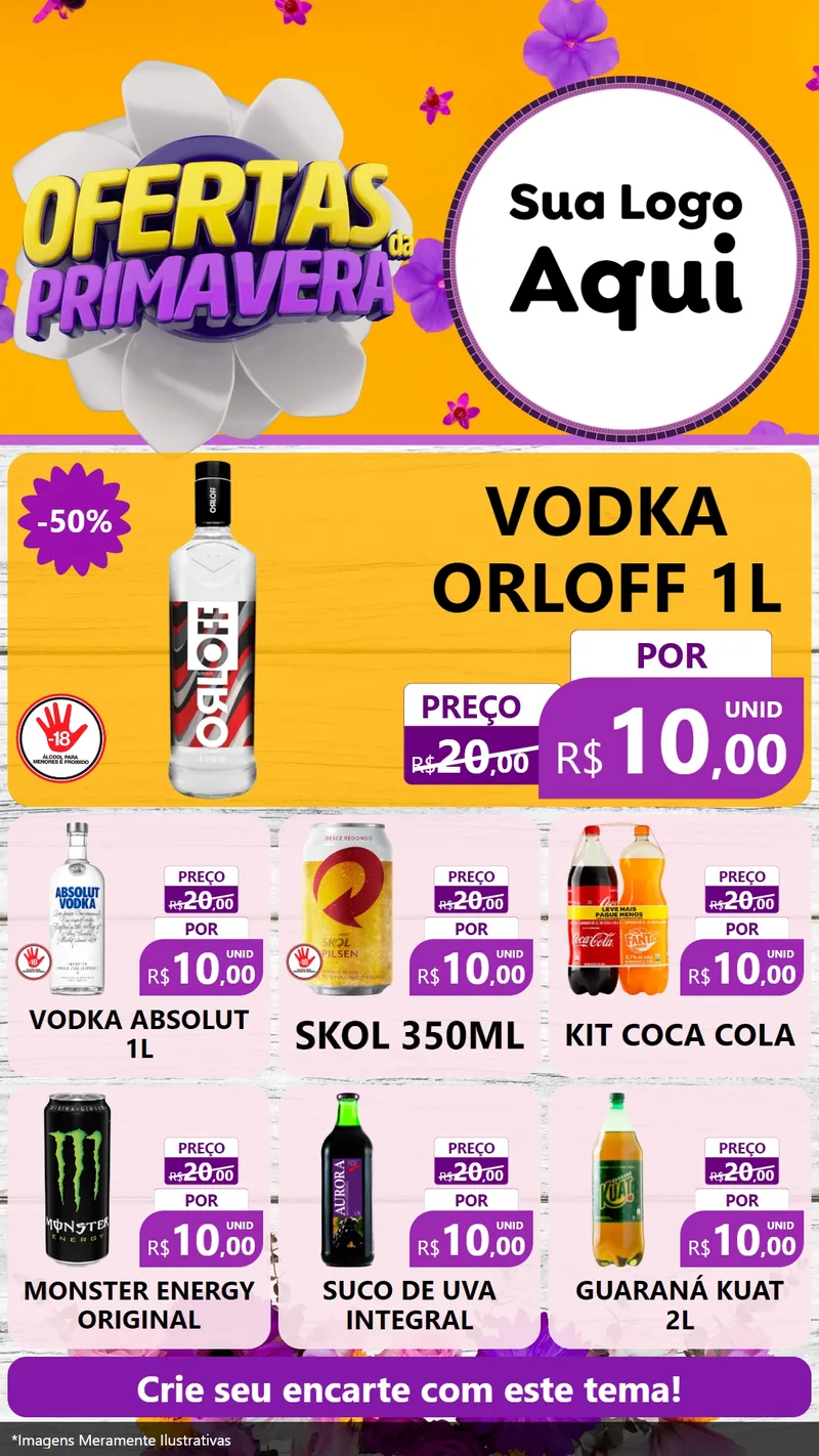 Modelo de Rede Social para Stories com o tema Ofertas Da Primavera para Distribuidora de bebidas