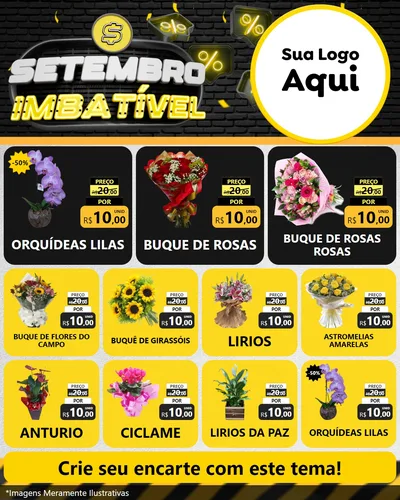 Modelo de Rede Social para Feed Instagram com o tema Setembro Imbatível para Floricultura e jardim