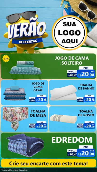 Modelo de TV para TV Vertical com o tema Verão de Ofertas para Cama, Mesa e Banho