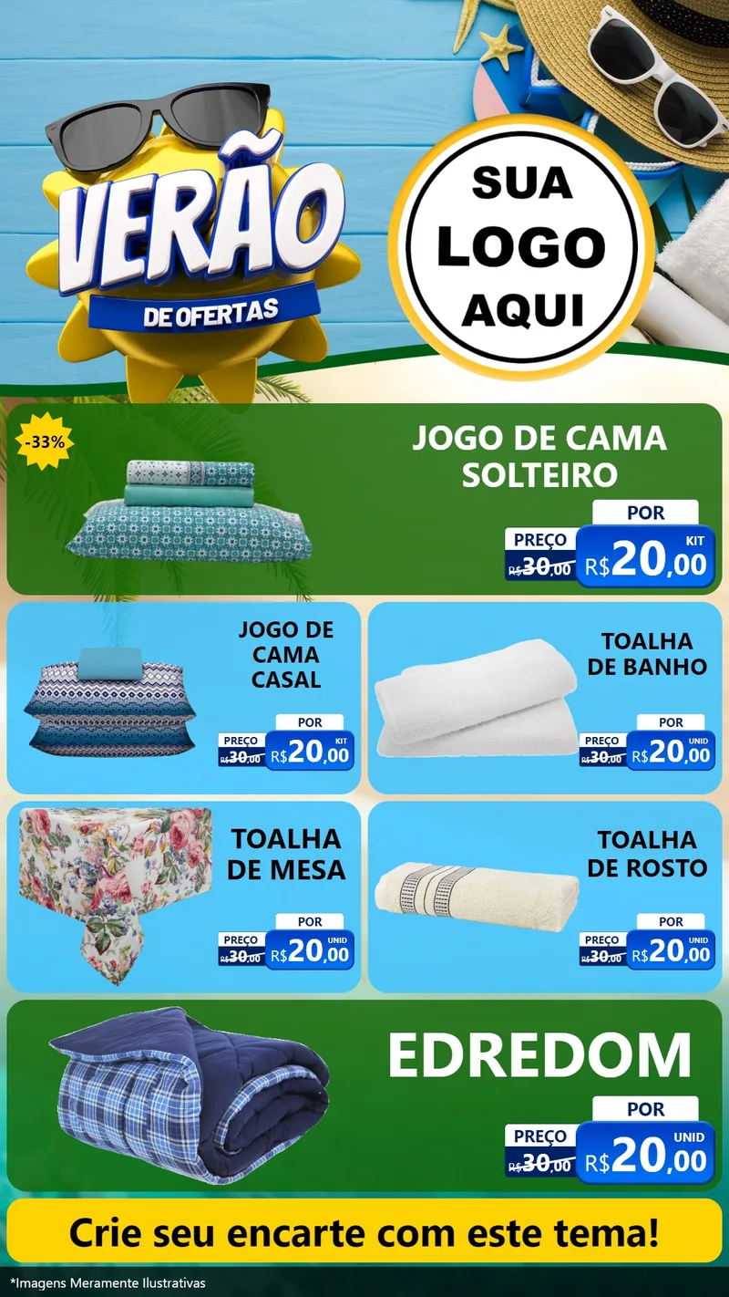 Modelo de TV para TV Vertical com o tema Verão de Ofertas para Cama, Mesa e Banho