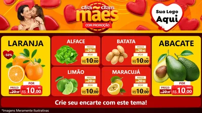 Modelo de TV para TV Horizontal com o tema Dia das Mães com Promoção para Hortifrúti