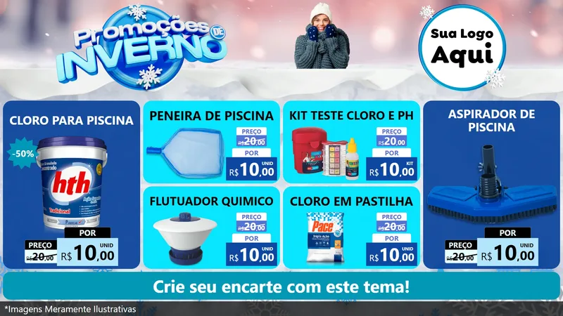 Modelo de TV para TV Horizontal com o tema Promoções de Inverno para Produtos para Piscina
