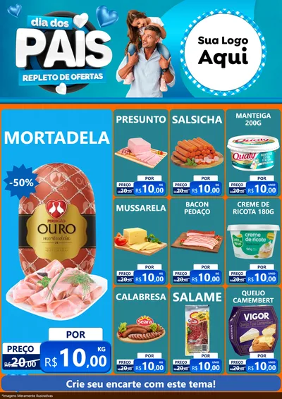 Modelo de Encarte para Encarte A4 Vertical com o tema Dia Dos Pais Repleto de Ofertas para Frios e Laticínios