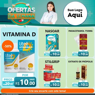 Modelo de Rede Social para Feed Facebook com o tema Ofertas da Semana para Farmácia