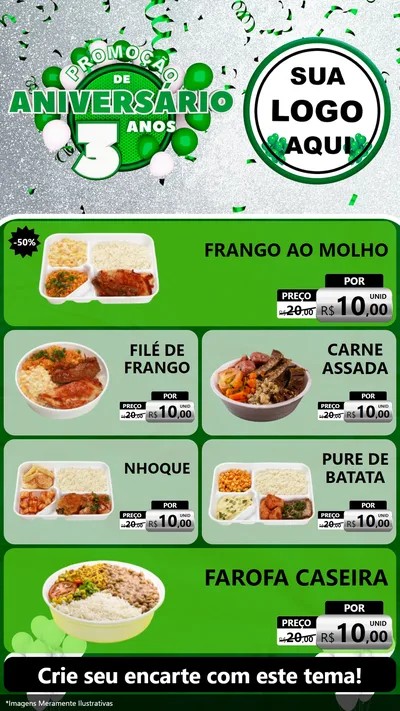 Modelo de TV para TV Vertical com o tema Promoção de Aniversário - 3 Anos para Restaurante
