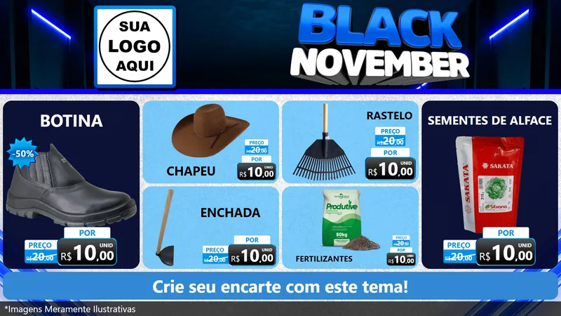 Modelo de TV para TV Horizontal com o tema Black November para Agropecuária