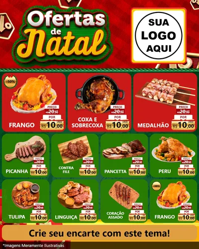 Modelo de Rede Social para Feed Instagram com o tema Ofertas de Natal para Assados