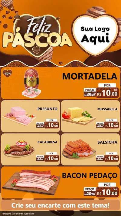 Modelo de TV para TV Vertical com o tema Feliz Páscoa para Frios e Laticínios