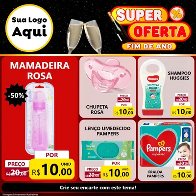 Modelo de Rede Social para Feed Facebook com o tema Super Oferta Fim de Ano para Bebês