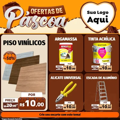 Modelo de Rede Social para Feed Facebook com o tema Ofertas de Páscoa para Material para Construção