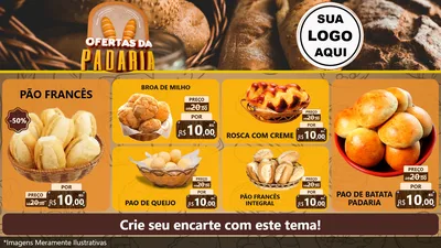 Modelo de TV para TV Horizontal com o tema Ofertas da Padaria para Padaria