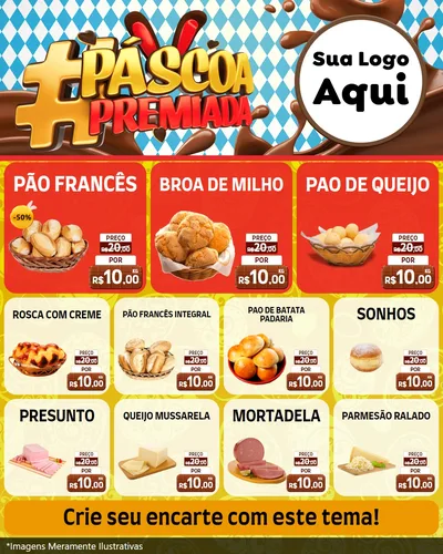 Modelo de Rede Social para Feed Instagram com o tema Páscoa Premiada para Padaria
