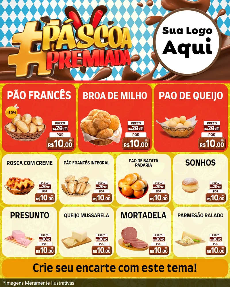 Modelo de Rede Social para Feed Instagram com o tema Páscoa Premiada para Padaria