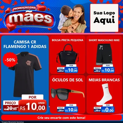 Modelo de Rede Social para Feed Facebook com o tema Promoção das Mães para Roupas e acessórios
