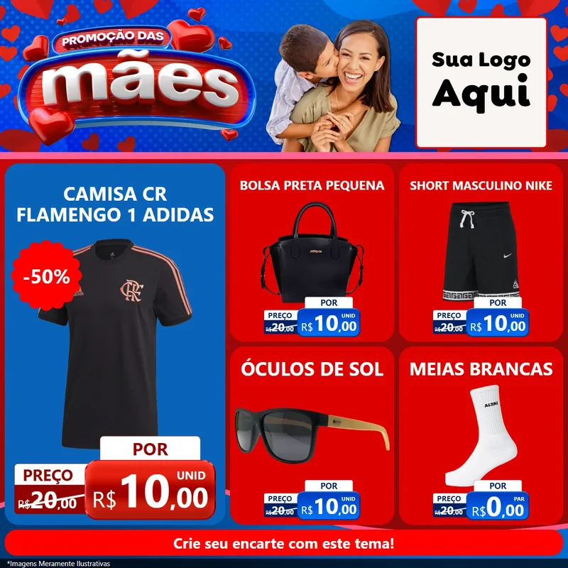 Modelo de Rede Social para Feed Facebook com o tema Promoção das Mães para Roupas e acessórios
