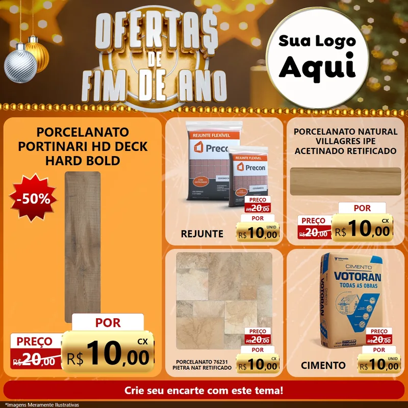 Modelo de Rede Social para Feed Facebook com o tema Ofertas de Fim de Ano para Pisos e revestimentos