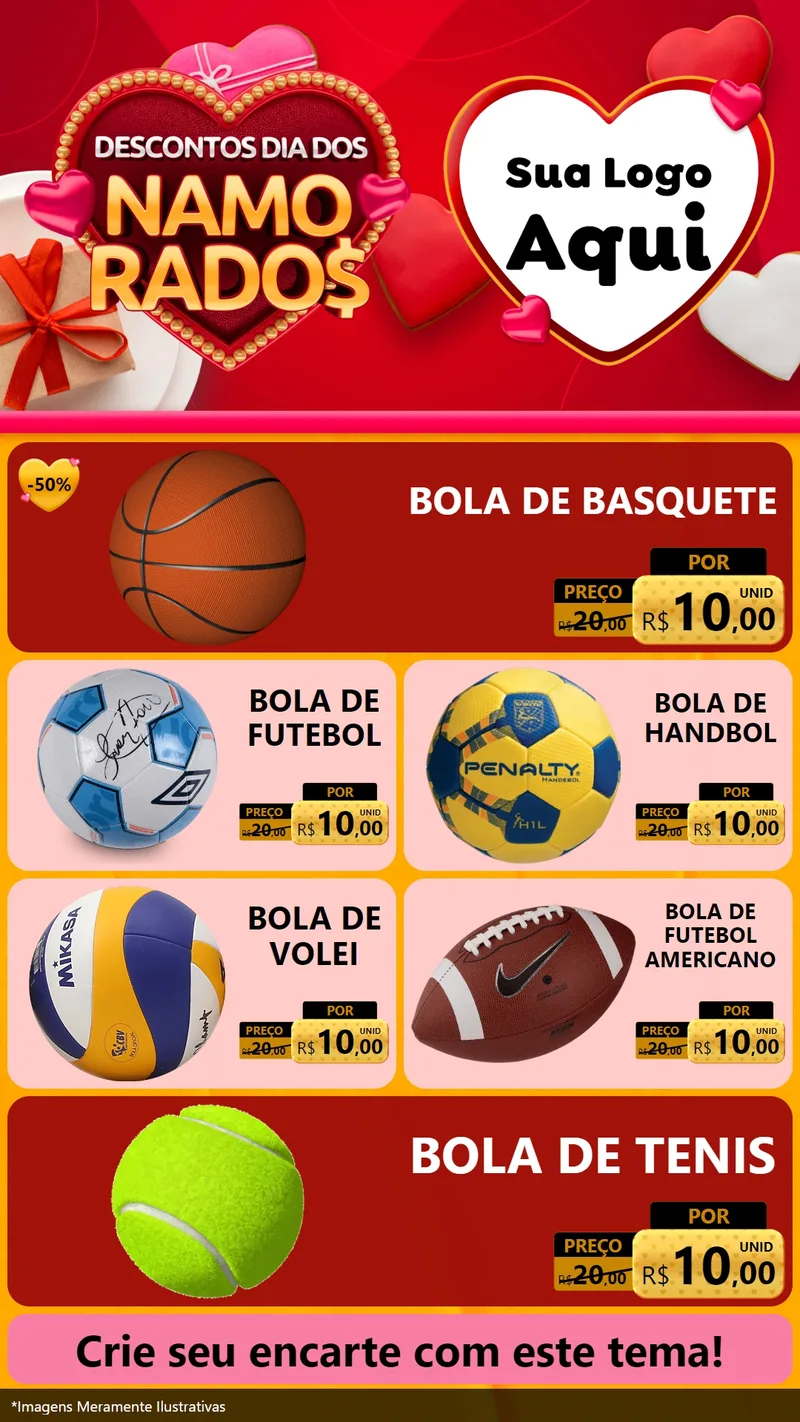 Modelo de TV para TV Vertical com o tema Descontos Dia dos Namorados para Artigos Esportivos