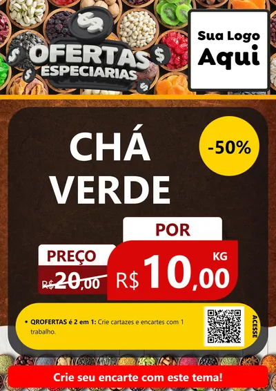 Modelo de Cartaz para Cartaz A4 Vertical com o tema Ofertas Especiarias para Produtos Naturais