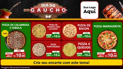Modelo de TV para TV Horizontal com o tema Dia do Gaúcho para Pizzaria