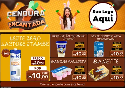Modelo de Encarte para Encarte A4 Horizontal com o tema Cenoura Encantada - Páscoa para Frios e Laticínios