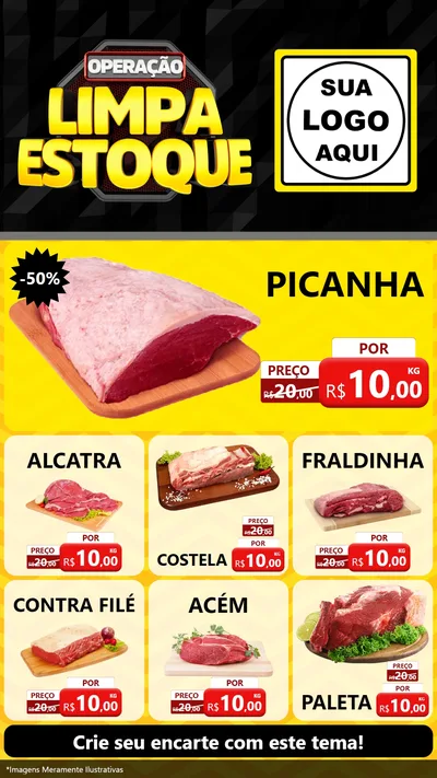 Modelo de Rede Social para Stories com o tema Operação Limpa Estoque para Açougue