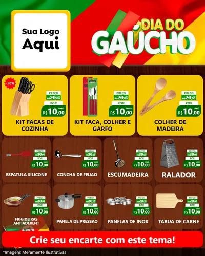 Modelo de Rede Social para Feed Instagram com o tema Dia do Gaúcho para Utilidades Domésticas