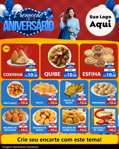 Modelo de Rede Social para Feed Instagram com o tema Promoção de Aniversário para Salgadaria