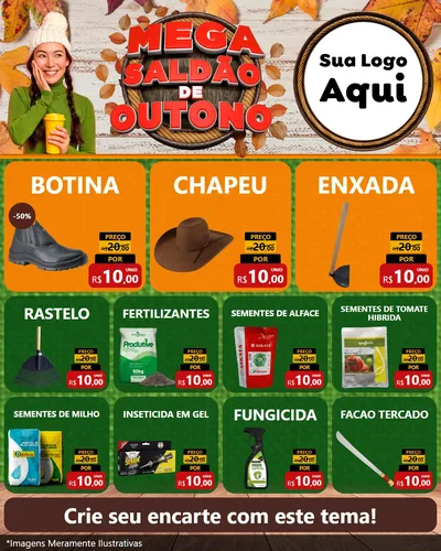 Modelo de Rede Social para Feed Instagram com o tema Mega Saldão de Outono para Agropecuária