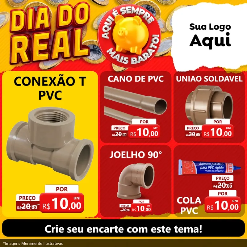 Modelo de Rede Social para Feed Facebook com o tema Dia Do Real para Tubos e conexões