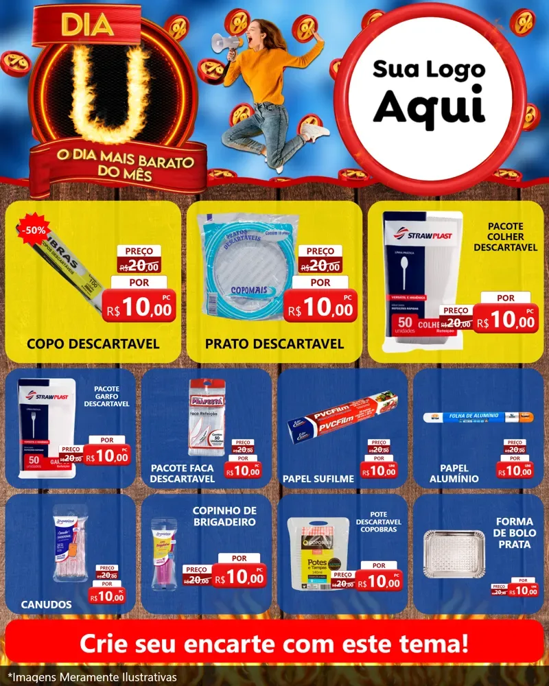 Modelo de Rede Social para Feed Instagram com o tema Dia U - O Dia Mais Barato Do Mês para Embalagens