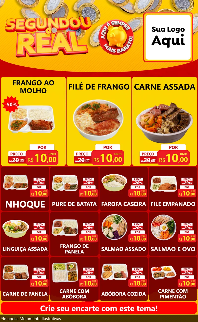 Modelo de Encarte para Encarte Grande com o tema Segundou do Real para Restaurante