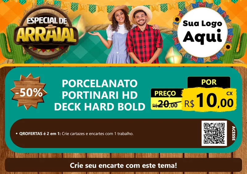 Modelo de Cartaz para Cartaz A4 Horizontal com o tema Especial De Arraial para Pisos e revestimentos