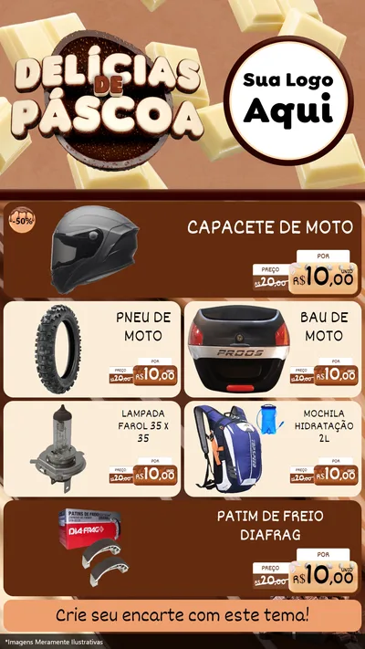 Modelo de TV para TV Vertical com o tema Delícias de Páscoa para Moto peças