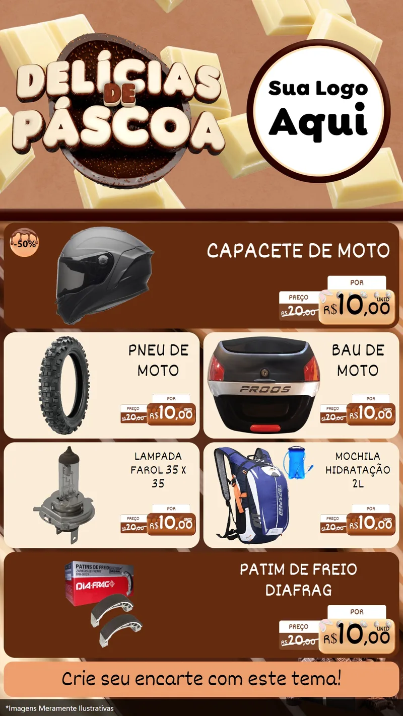 Modelo de TV para TV Vertical com o tema Delícias de Páscoa para Moto peças