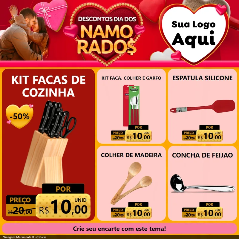 Modelo de Rede Social para Feed Facebook com o tema Descontos Dia dos Namorados para Utilidades Domésticas