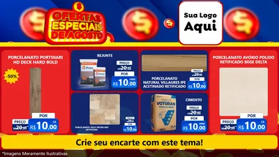 Modelo de TV para TV Horizontal com o tema Ofertas Especiais de Agosto para Pisos e revestimentos