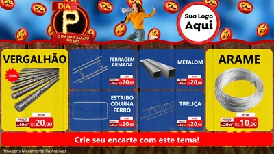 Modelo de TV para TV Horizontal com o tema Dia P - O Dia Mais Barato Do Mês para Ferragens