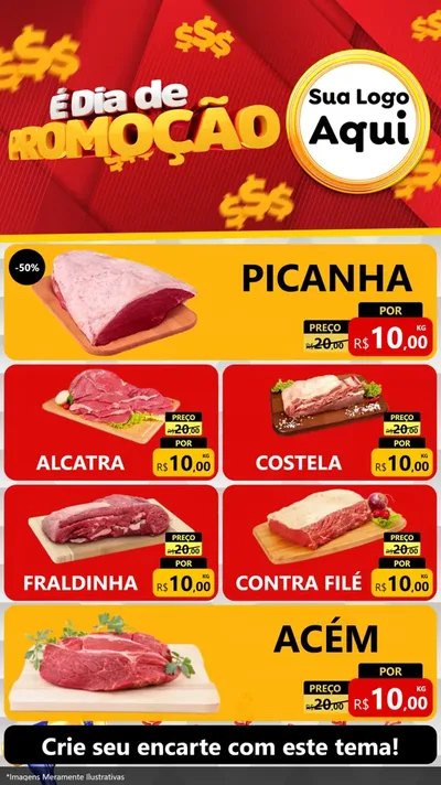 Modelo de TV para TV Vertical com o tema É Dia De Promoção para Açougue