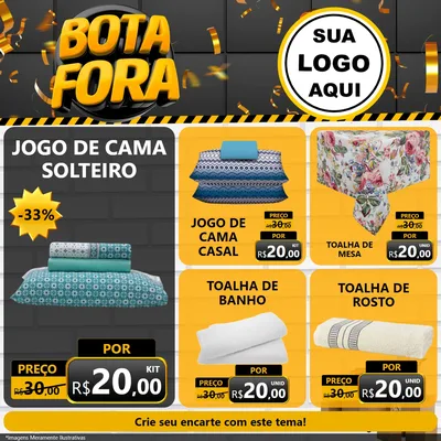 Modelo de Rede Social para Feed Facebook com o tema Bota Fora para Cama, Mesa e Banho