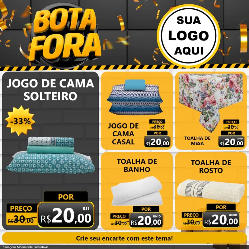 Modelo de Rede Social para Feed Facebook com o tema Bota Fora para Cama, Mesa e Banho