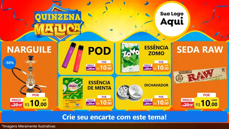 Modelo de TV para TV Horizontal com o tema Quinzena Maluca para Tabacaria