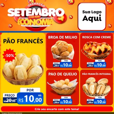 Modelo de Rede Social para Feed Facebook com o tema Operação Setembro Com Muita Economia para Padaria