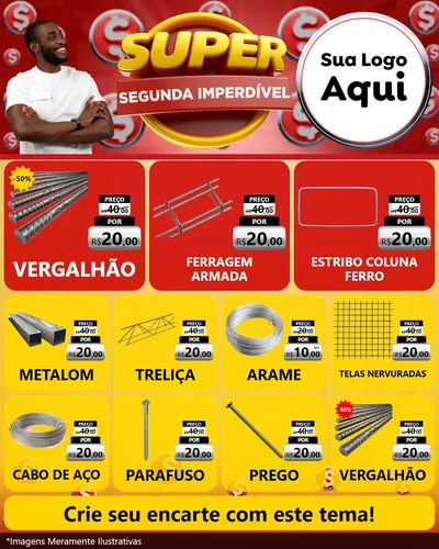 Modelo de Rede Social para Feed Instagram com o tema Super Segunda Imperdível para Ferragens