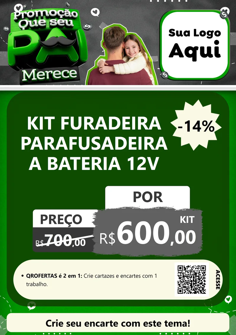 Modelo de Cartaz para Cartaz A4 Vertical com o tema Promoção Que seu Pai Merece para Maquinas e Ferramentas