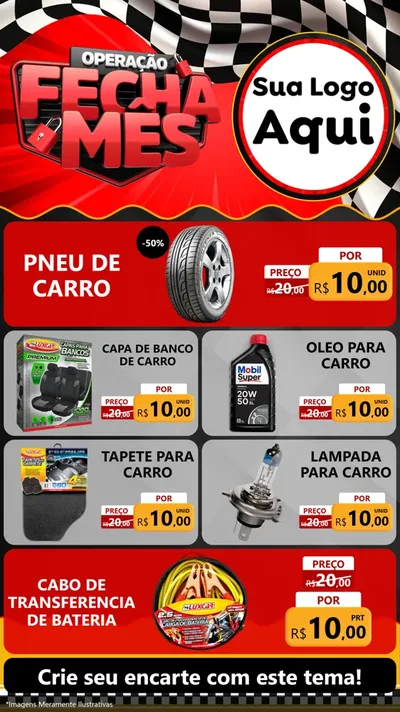 Modelo de TV para TV Vertical com o tema Operação Fecha Mês - Auto Moto para Auto peças