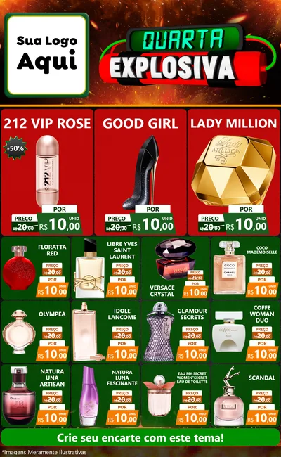 Modelo de Encarte para Encarte Grande com o tema Quarta Explosiva para Perfumes