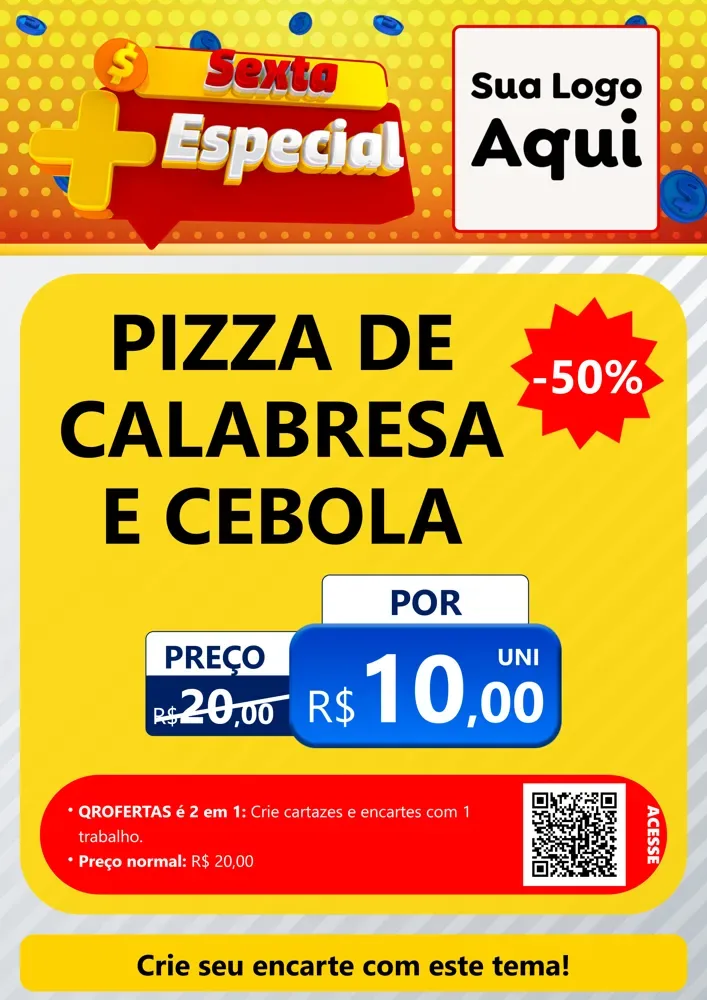 Modelo de Cartaz para Cartaz A4 Vertical com o tema Sexta Mais Especial para Pizzaria