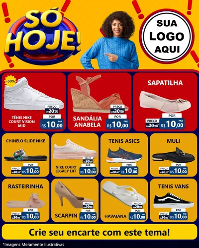 Modelo de Rede Social para Feed Instagram com o tema Só Hoje! para Calçados