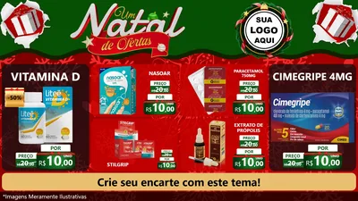 Modelo de TV para TV Horizontal com o tema Um Natal de Ofertas para Farmácia